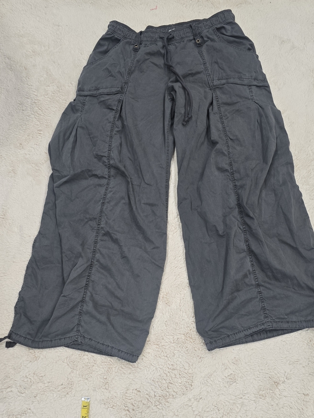 Casual Drawstring Cargo Pants - Charcoal Gray